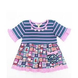 Matilda Jane Girls Heart Valentines Snail‎ Mail Stamp Tunic Top Size 8 New